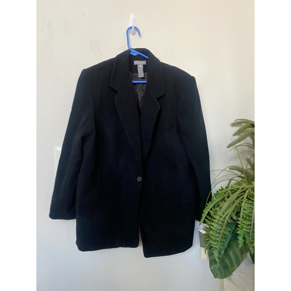 NWT Kate Hill Women's Career Black Wool Blend‎ Blazer Jacket Size 22W MSRP $148